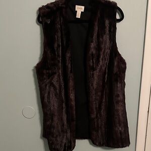 Chicos dark purple faux fur vest, size 3